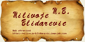 Milivoje Blidarević vizit kartica